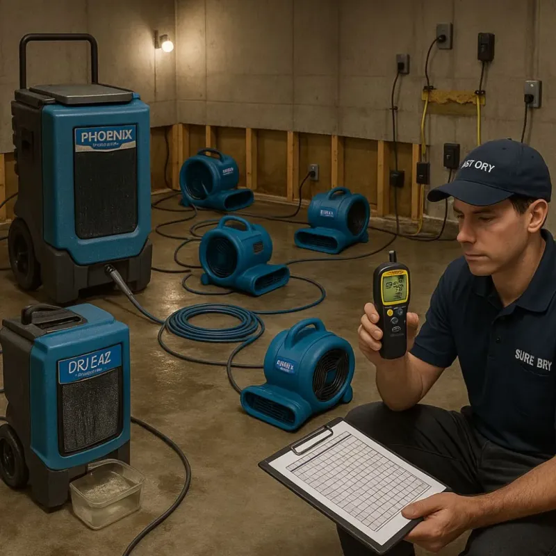 Structural Drying and Dehumidification process in La Pryor, TX